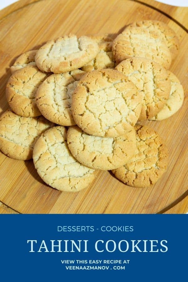 Pinterest image for cookies with tahini.
