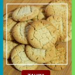 Pinterest image for shortbread tahini cookies.