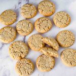Fresh made tahini cookies with sesame on the table.