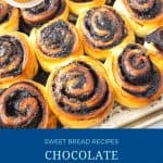 Pinterest image for chocolate cinnamon rolls.