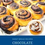 Pinterest image for chocolate cinnamon rolls.