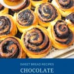 Pinterest image for chocolate cinnamon rolls.