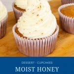 Pinterest image for cupcakes with honey.