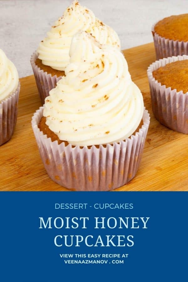 Pinterest image for cupcakes with honey.