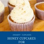 Pinterest image for cupcakes with honey.