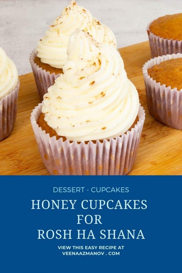 Pinterest image for cupcakes with honey.