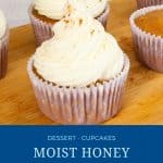 Pinterest image for honey cupcakes.