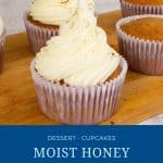 Pinterest image for honey cupcakes.