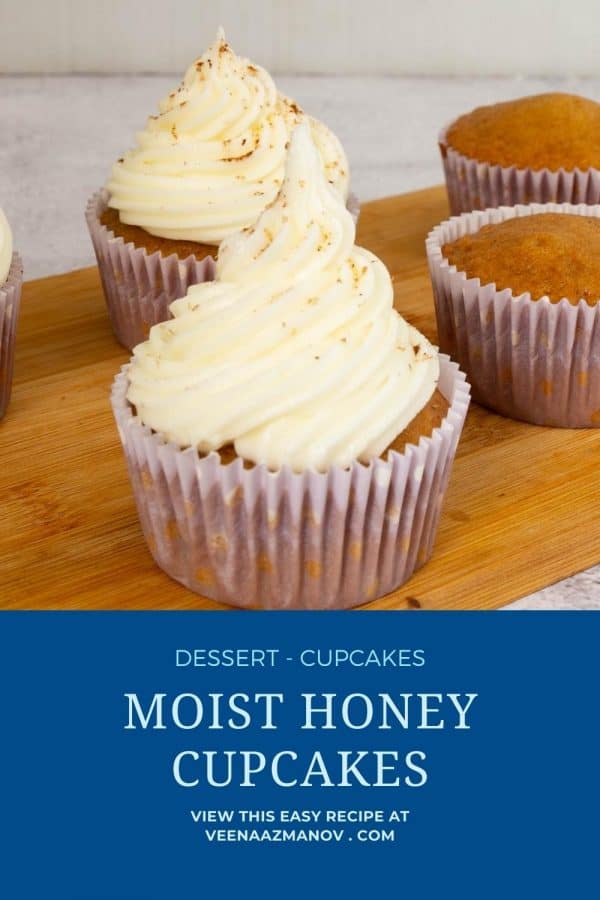 Pinterest image for honey cupcakes.