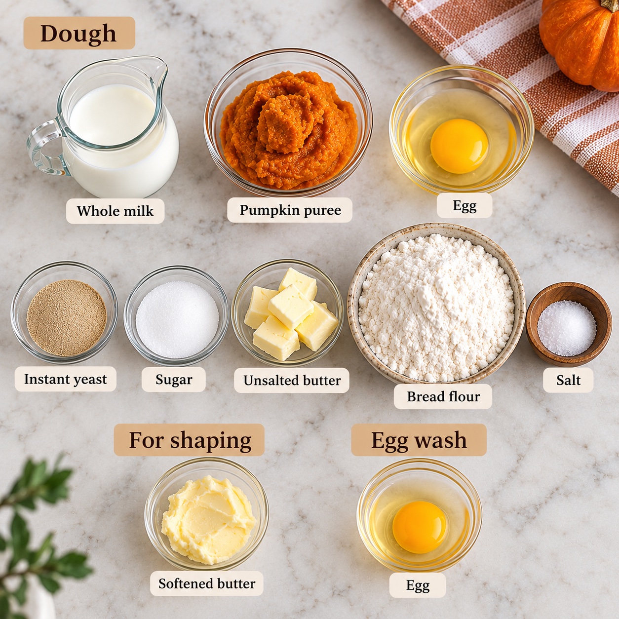Ingredients for Pumpkin Crescent Rolls.