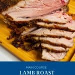 Pinterest image for lamb roast shoulder in the oven.