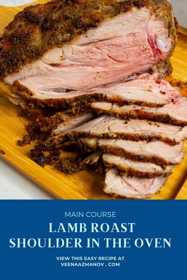 Pinterest image for lamb roast shoulder in the oven.