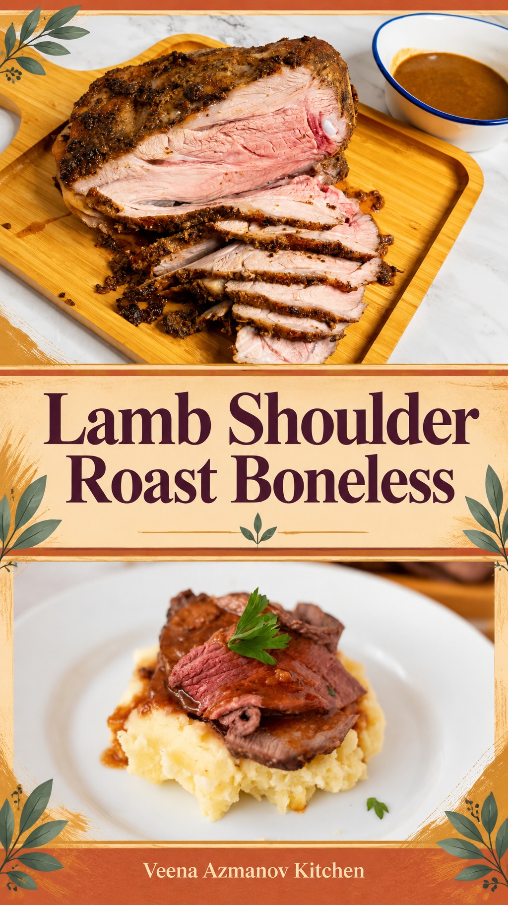 Pinterest image for Roast Boneless Lamb Shoulder.