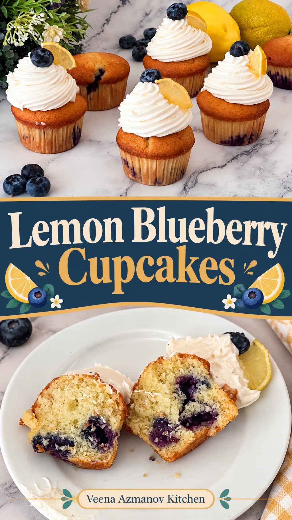 Pinterest image for Lemon Blueberry Cupcakes.