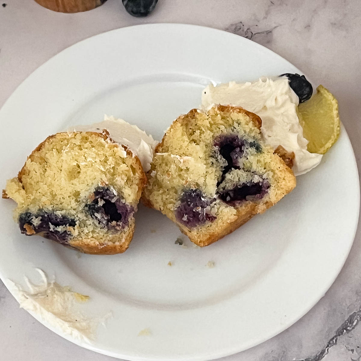 A cupcake cut in half.
