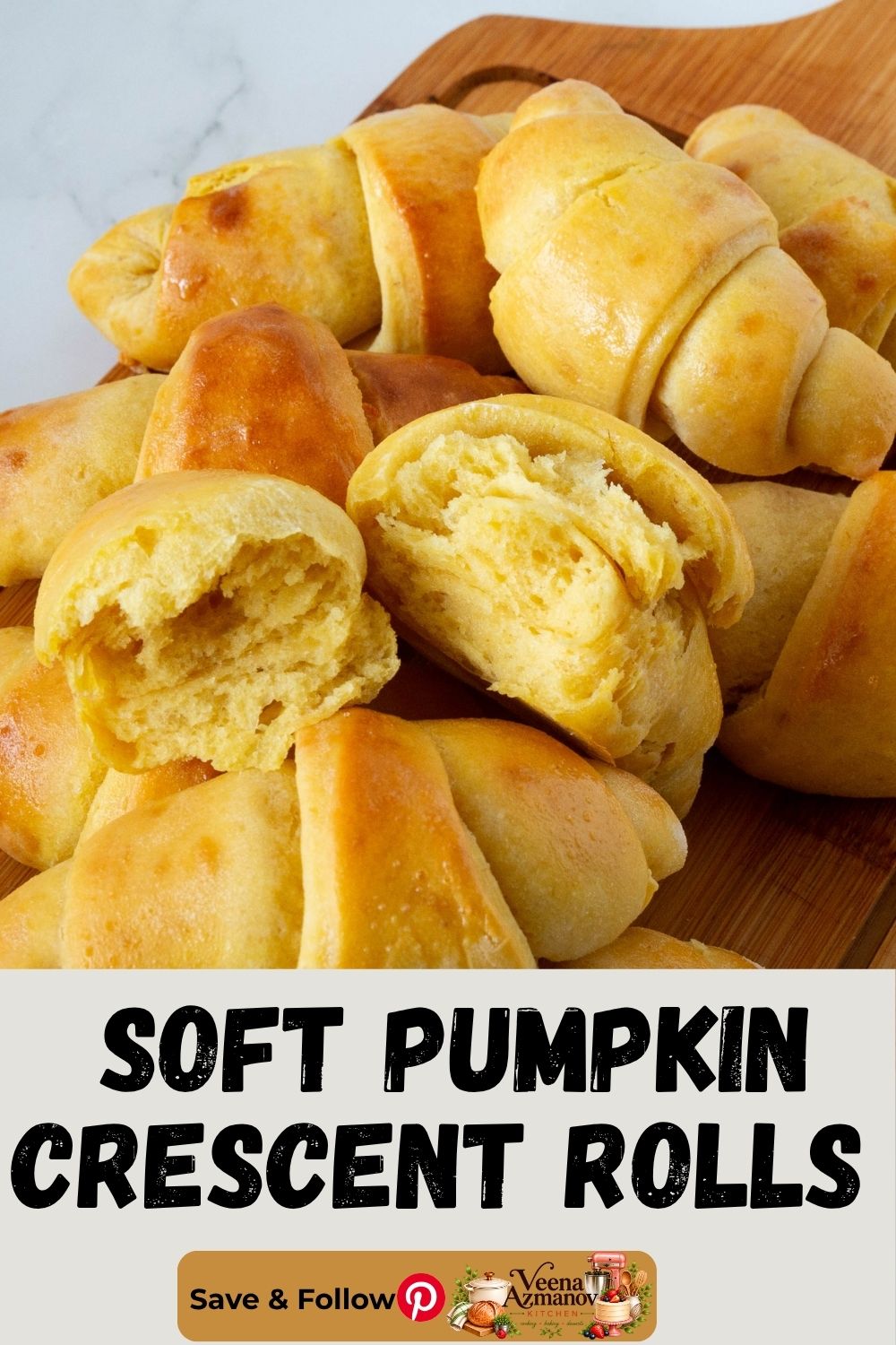 Pinterest image for Pumpkin Crescent Rolls.