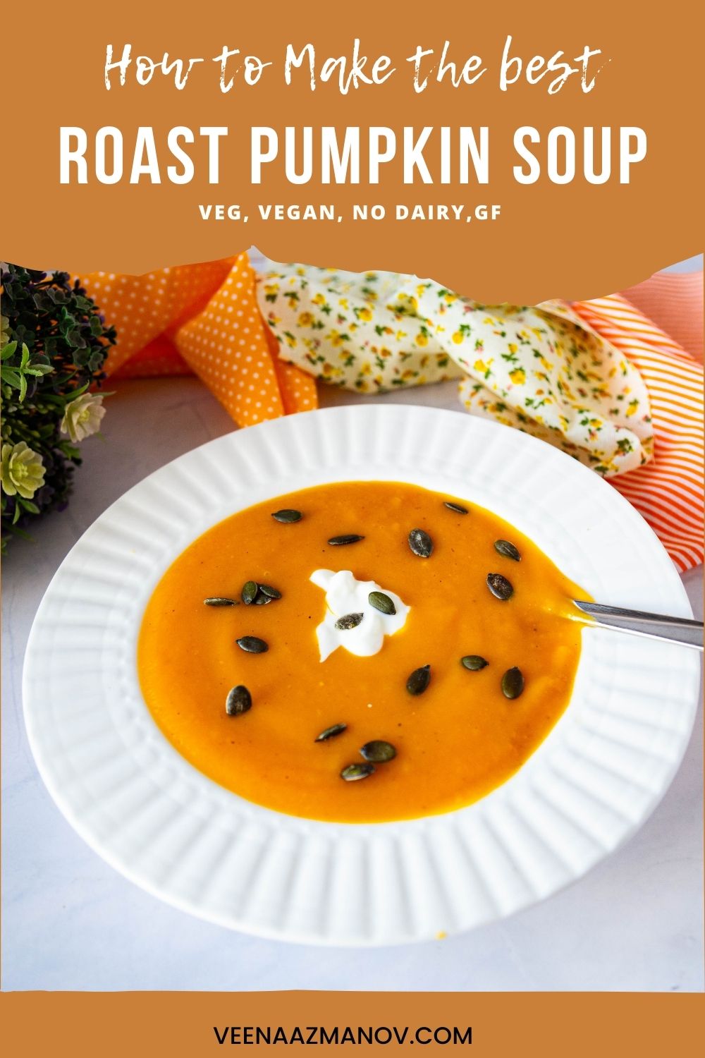 Pinterest image for Roast Pumpkin Soup.