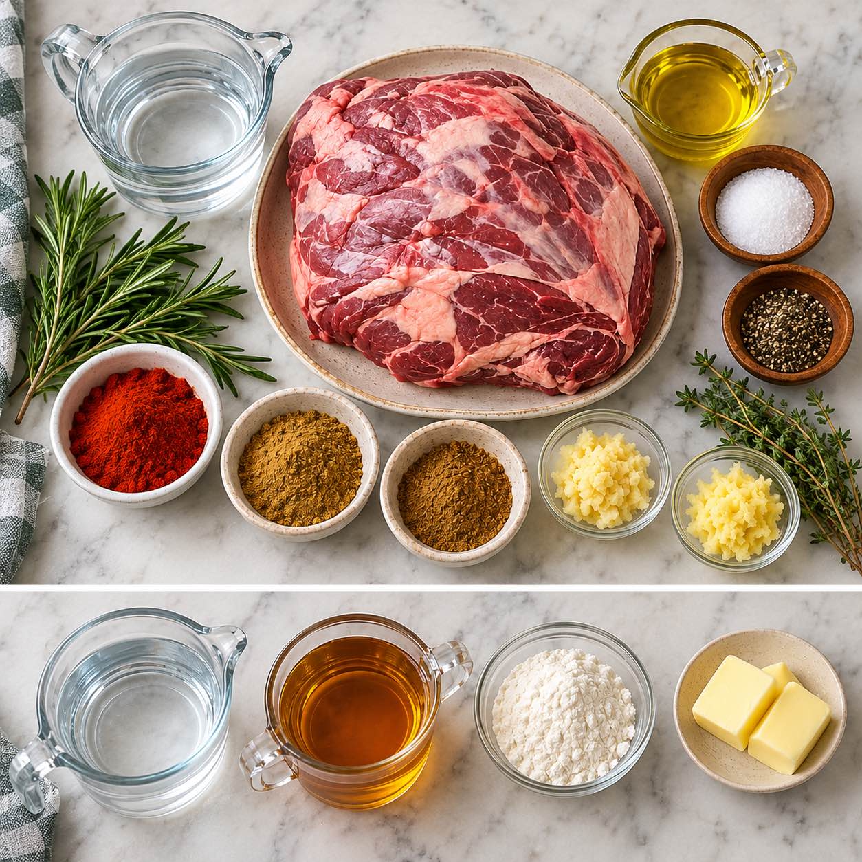 Ingredients for Boneless Roast Lamb Shoulder.