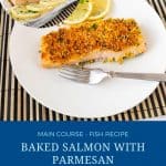 Pinterest image for parmesan crusted salmon.