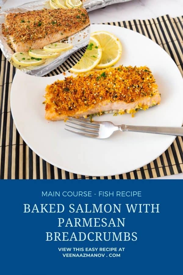 Pinterest image for parmesan crusted salmon.
