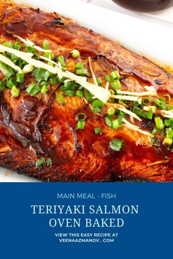 Pinterest image for salmon with teriyaki.