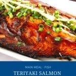 Pinterest image for baked salmon with teriyaki.