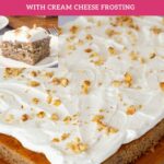 Pinterest image for Cream Cheese Frosted Banana Cake.