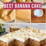 Pinterest image for Cream Cheese Frosted Banana Cake.