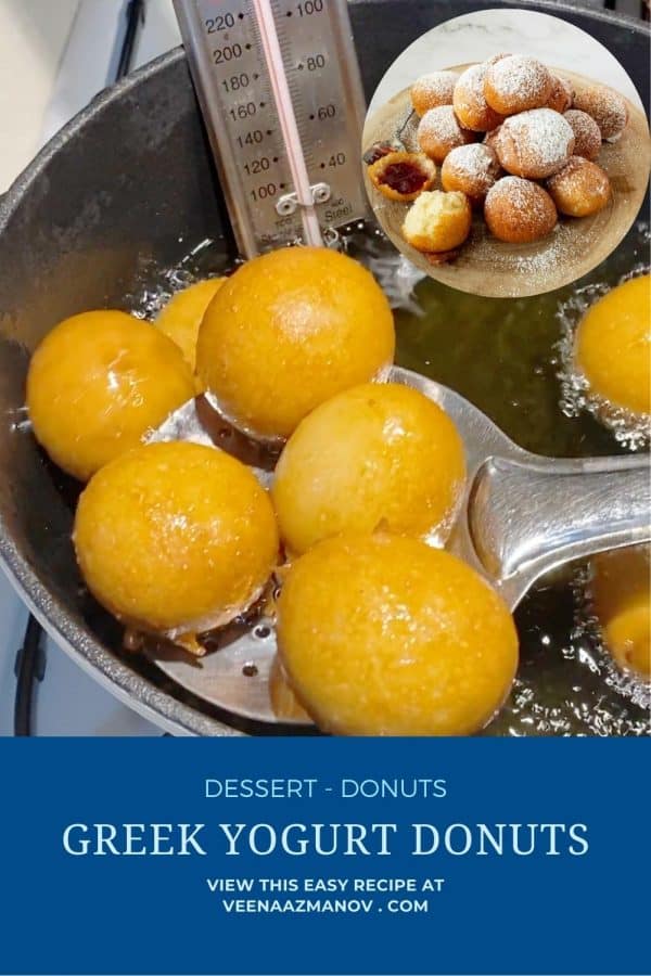 Pinterest image for deep fried donuts.