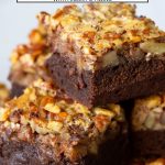 Pinterest image for pecan pie brownies.