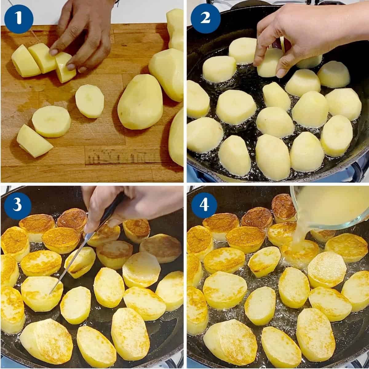 Progress pictures preparing the potatoes.