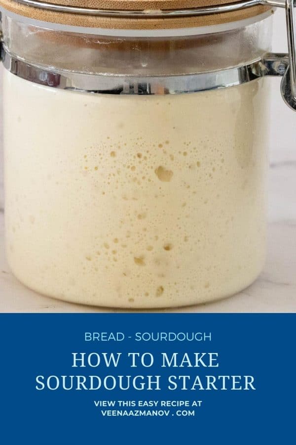 Pinterest image how to make a starter for sourdough.