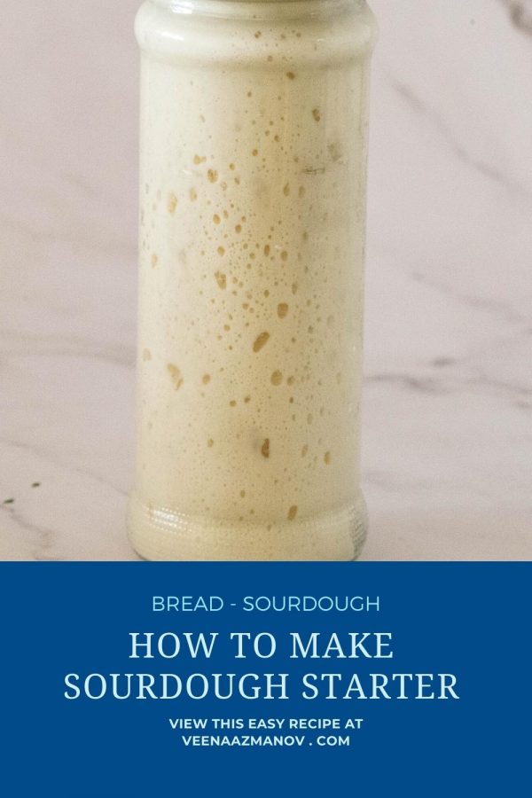 Pinterest image how to make starter for sourdough.
