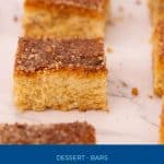Pinterest image for snickerdoodle cookie bars.