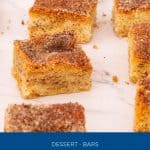 Pinterest image for making snickerdoodle bars.