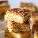 Stack of snickerdoodle bars on the table.