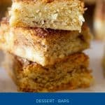 Pinterest image for snickerdoodle bars.