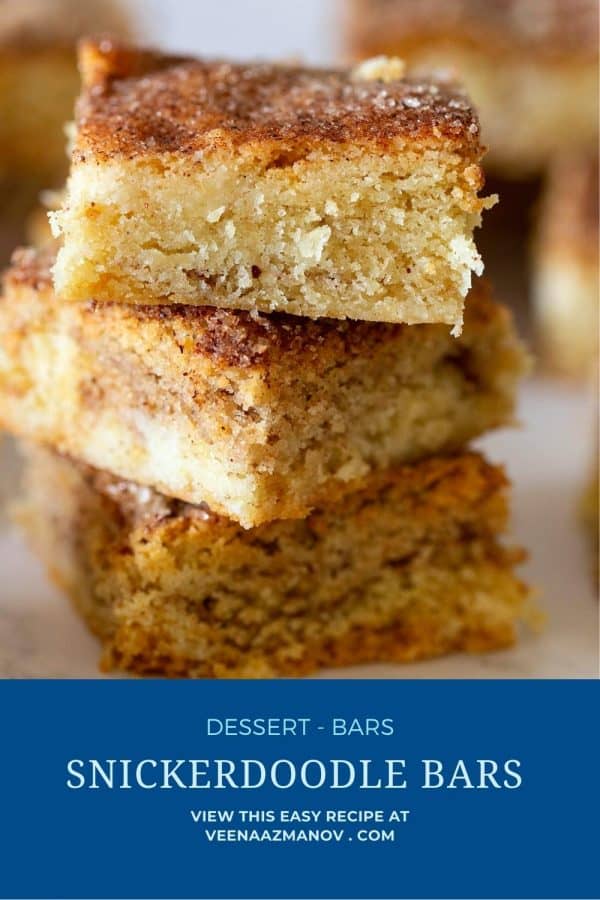Pinterest image for snickerdoodle bars.