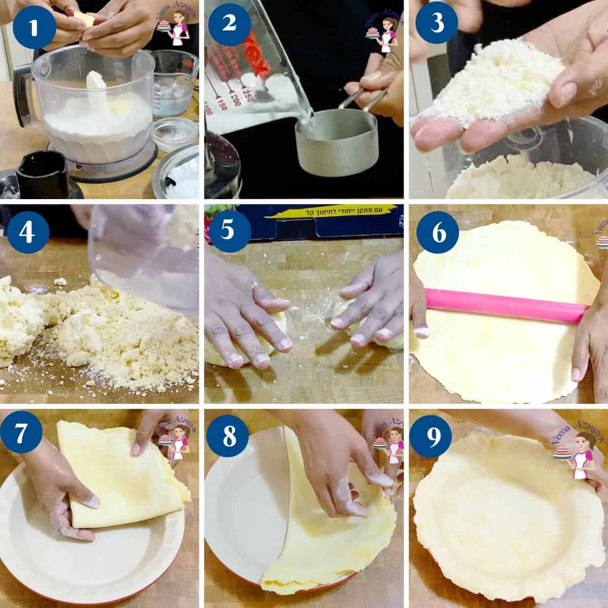 Progress pictures making a double pie crust for the apple pie.