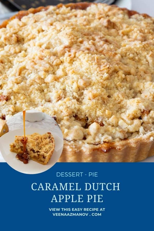 Pinterest image for caramel dutch apple pie.