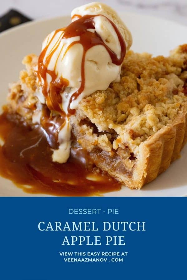 Pinterest image for Dutch Apple Pie with Caramel.