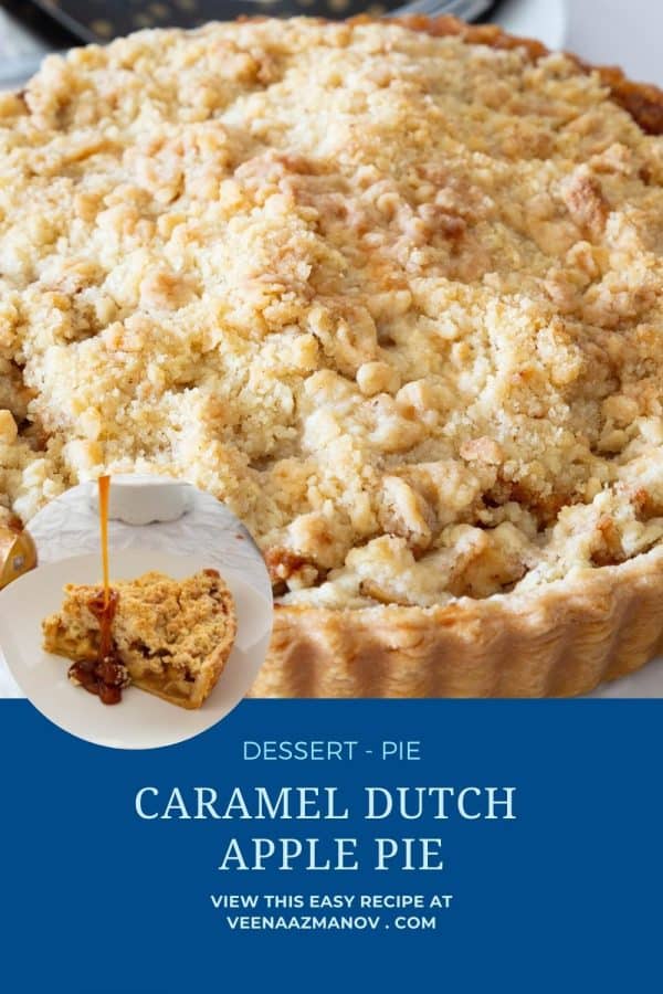 Pinterest image for caramel dutch apple pie recipe.