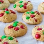 MM Cookies on a table for Christmas.