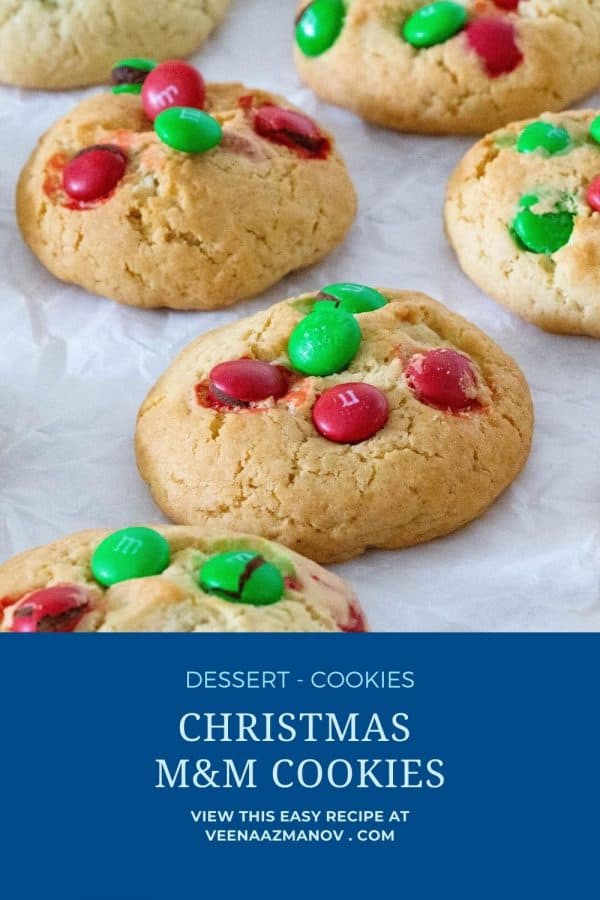 Pinterest image for MM Cookies with Holiday M&Ms.