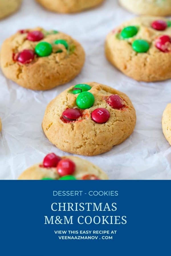 Pinterest image for Christmas MM Cookies.
