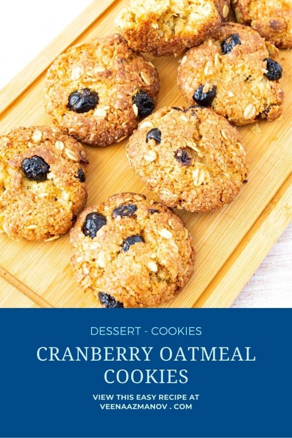 Pinterest image for cranberry cookies with oatmeal.