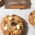 Pinterest image for Cookies with rolled oats, dry cranberries, and white chocolate.