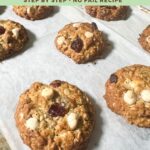 Pinterest image for Cookies with rolled oats, dry cranberries, and white chocolate.