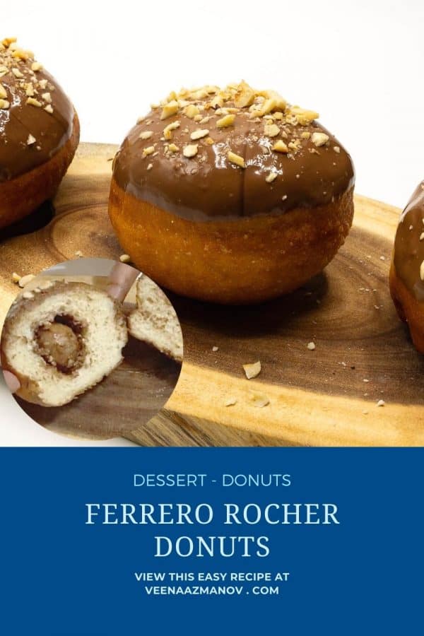 Pinterest image for Ferro Rocher Donuts.
