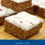 Pinterest image for gingerbread bars.